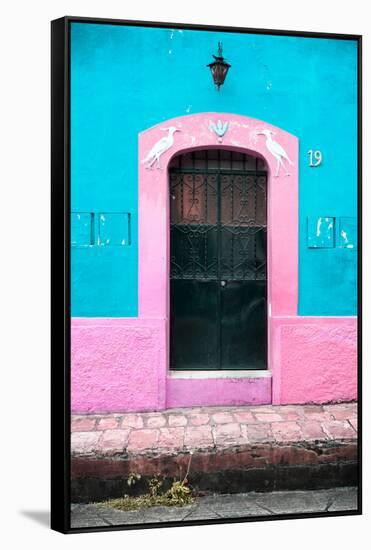 ¡Viva Mexico! Collection - 19e Door and Light Blue Wall-Philippe Hugonnard-Framed Stretched Canvas