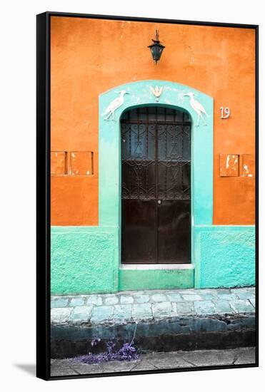 ¡Viva Mexico! Collection - 19e Door and Orange Wall-Philippe Hugonnard-Framed Stretched Canvas