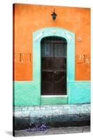 ¡Viva Mexico! Collection - 19e Door and Orange Wall-Philippe Hugonnard-Stretched Canvas