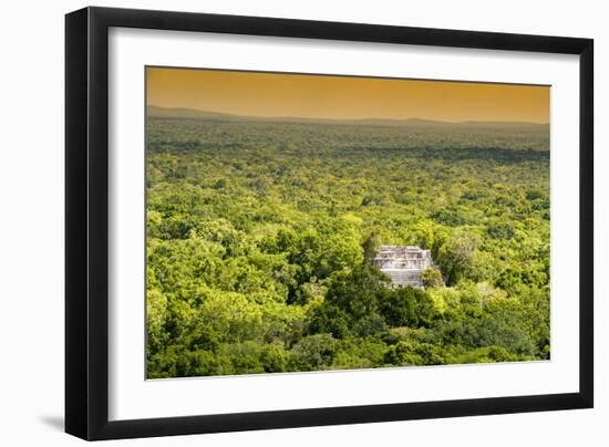 ¡Viva Mexico! Collection - Ancient Maya City within the jungle at Sunset - Calakmul-Philippe Hugonnard-Framed Photographic Print