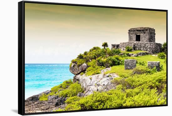 ¡Viva Mexico! Collection - Ancient Mayan Fortress in Riviera Maya at Sunset - Tulum-Philippe Hugonnard-Framed Stretched Canvas