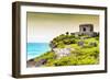 ¡Viva Mexico! Collection - Ancient Mayan Fortress in Riviera Maya at Sunset - Tulum-Philippe Hugonnard-Framed Photographic Print