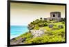 ¡Viva Mexico! Collection - Ancient Mayan Fortress in Riviera Maya at Sunset - Tulum-Philippe Hugonnard-Framed Photographic Print