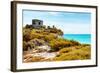 ¡Viva Mexico! Collection - Ancient Mayan Fortress in Riviera Maya with Fall Colors - Tulum-Philippe Hugonnard-Framed Photographic Print