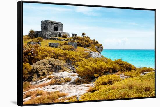 ¡Viva Mexico! Collection - Ancient Mayan Fortress in Riviera Maya with Fall Colors - Tulum-Philippe Hugonnard-Framed Stretched Canvas