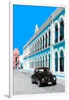 ¡Viva Mexico! Collection - Black VW Beetle and Blue Architecture - Campeche-Philippe Hugonnard-Framed Photographic Print