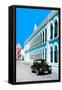¡Viva Mexico! Collection - Black VW Beetle and Blue Architecture - Campeche-Philippe Hugonnard-Framed Stretched Canvas