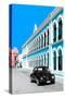¡Viva Mexico! Collection - Black VW Beetle and Blue Architecture - Campeche-Philippe Hugonnard-Stretched Canvas