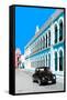 ¡Viva Mexico! Collection - Black VW Beetle and Blue Architecture - Campeche-Philippe Hugonnard-Framed Stretched Canvas