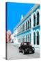 ¡Viva Mexico! Collection - Black VW Beetle and Blue Architecture - Campeche-Philippe Hugonnard-Stretched Canvas