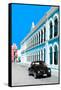 ¡Viva Mexico! Collection - Black VW Beetle and Blue Architecture - Campeche-Philippe Hugonnard-Framed Stretched Canvas