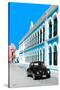 ¡Viva Mexico! Collection - Black VW Beetle and Blue Architecture - Campeche-Philippe Hugonnard-Stretched Canvas