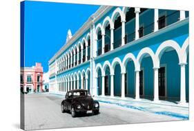 ?Viva Mexico! Collection - Black VW Beetle and Blue Architecture in Campeche-Philippe Hugonnard-Stretched Canvas