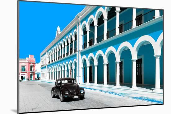 ?Viva Mexico! Collection - Black VW Beetle and Blue Architecture in Campeche-Philippe Hugonnard-Mounted Photographic Print