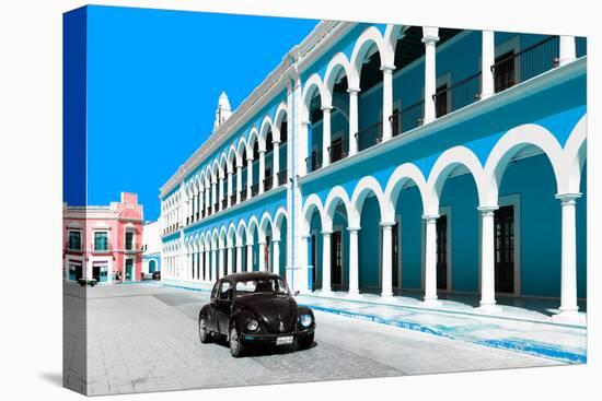 ?Viva Mexico! Collection - Black VW Beetle and Blue Architecture in Campeche-Philippe Hugonnard-Stretched Canvas