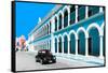 ?Viva Mexico! Collection - Black VW Beetle and Blue Architecture in Campeche-Philippe Hugonnard-Framed Stretched Canvas