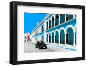 ?Viva Mexico! Collection - Black VW Beetle and Blue Architecture in Campeche-Philippe Hugonnard-Framed Photographic Print