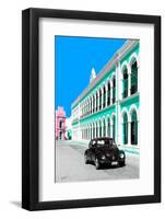 ¡Viva Mexico! Collection - Black VW Beetle and Coral Green Architecture - Campeche-Philippe Hugonnard-Framed Photographic Print