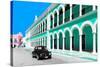 ¡Viva Mexico! Collection - Black VW Beetle and Coral Green Architecture in Campeche-Philippe Hugonnard-Stretched Canvas