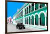 ¡Viva Mexico! Collection - Black VW Beetle and Coral Green Architecture in Campeche-Philippe Hugonnard-Framed Photographic Print