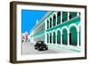 ¡Viva Mexico! Collection - Black VW Beetle and Coral Green Architecture in Campeche-Philippe Hugonnard-Framed Photographic Print