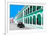 ¡Viva Mexico! Collection - Black VW Beetle and Coral Green Architecture in Campeche-Philippe Hugonnard-Framed Photographic Print