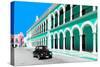 ¡Viva Mexico! Collection - Black VW Beetle and Coral Green Architecture in Campeche-Philippe Hugonnard-Stretched Canvas