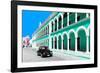 ¡Viva Mexico! Collection - Black VW Beetle and Coral Green Architecture in Campeche-Philippe Hugonnard-Framed Photographic Print