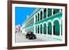 ¡Viva Mexico! Collection - Black VW Beetle and Coral Green Architecture in Campeche-Philippe Hugonnard-Framed Photographic Print