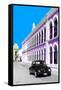¡Viva Mexico! Collection - Black VW Beetle and Mauve Architecture - Campeche-Philippe Hugonnard-Framed Stretched Canvas