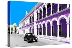 ¡Viva Mexico! Collection - Black VW Beetle and Mauve Architecture in Campeche-Philippe Hugonnard-Stretched Canvas