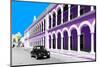 ¡Viva Mexico! Collection - Black VW Beetle and Mauve Architecture in Campeche-Philippe Hugonnard-Mounted Photographic Print