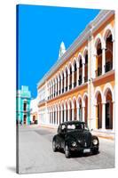 ¡Viva Mexico! Collection - Black VW Beetle and Orange Architecture - Campeche-Philippe Hugonnard-Stretched Canvas