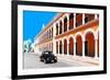¡Viva Mexico! Collection - Black VW Beetle and Orange Architecture in Campeche-Philippe Hugonnard-Framed Photographic Print
