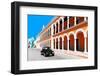 ¡Viva Mexico! Collection - Black VW Beetle and Orange Architecture in Campeche-Philippe Hugonnard-Framed Photographic Print