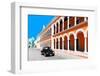 ¡Viva Mexico! Collection - Black VW Beetle and Orange Architecture in Campeche-Philippe Hugonnard-Framed Photographic Print