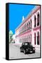 ¡Viva Mexico! Collection - Black VW Beetle and Pink Architecture - Campeche-Philippe Hugonnard-Framed Stretched Canvas