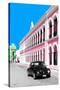 ¡Viva Mexico! Collection - Black VW Beetle and Pink Architecture - Campeche-Philippe Hugonnard-Stretched Canvas