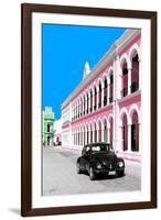 ¡Viva Mexico! Collection - Black VW Beetle and Pink Architecture - Campeche-Philippe Hugonnard-Framed Premium Photographic Print