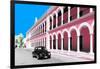 ¡Viva Mexico! Collection - Black VW Beetle and Pink Architecture in Campeche-Philippe Hugonnard-Framed Photographic Print