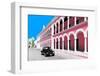 ¡Viva Mexico! Collection - Black VW Beetle and Pink Architecture in Campeche-Philippe Hugonnard-Framed Photographic Print