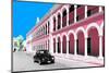 ¡Viva Mexico! Collection - Black VW Beetle and Pink Architecture in Campeche-Philippe Hugonnard-Mounted Photographic Print