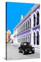 ¡Viva Mexico! Collection - Black VW Beetle and Purple Architecture - Campeche-Philippe Hugonnard-Stretched Canvas