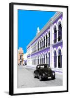 ¡Viva Mexico! Collection - Black VW Beetle and Purple Architecture - Campeche-Philippe Hugonnard-Framed Photographic Print