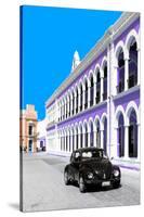 ¡Viva Mexico! Collection - Black VW Beetle and Purple Architecture - Campeche-Philippe Hugonnard-Stretched Canvas