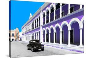 ¡Viva Mexico! Collection - Black VW Beetle and Purple Architecture in Campeche-Philippe Hugonnard-Stretched Canvas