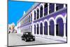 ¡Viva Mexico! Collection - Black VW Beetle and Purple Architecture in Campeche-Philippe Hugonnard-Mounted Photographic Print