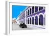 ¡Viva Mexico! Collection - Black VW Beetle and Purple Architecture in Campeche-Philippe Hugonnard-Framed Photographic Print