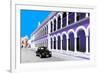 ¡Viva Mexico! Collection - Black VW Beetle and Purple Architecture in Campeche-Philippe Hugonnard-Framed Photographic Print