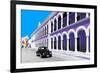 ¡Viva Mexico! Collection - Black VW Beetle and Purple Architecture in Campeche-Philippe Hugonnard-Framed Photographic Print